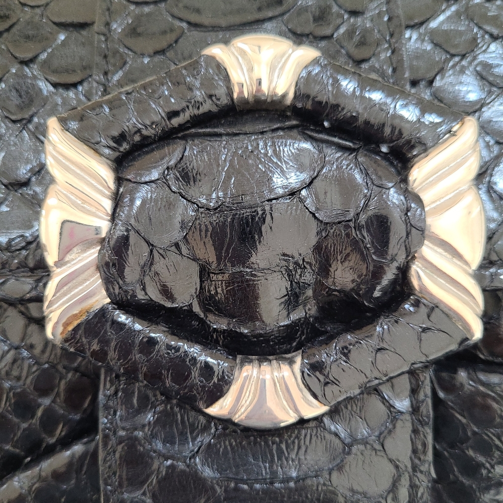Silvano Biagini Python Snake Black Clutch Italy - image 2